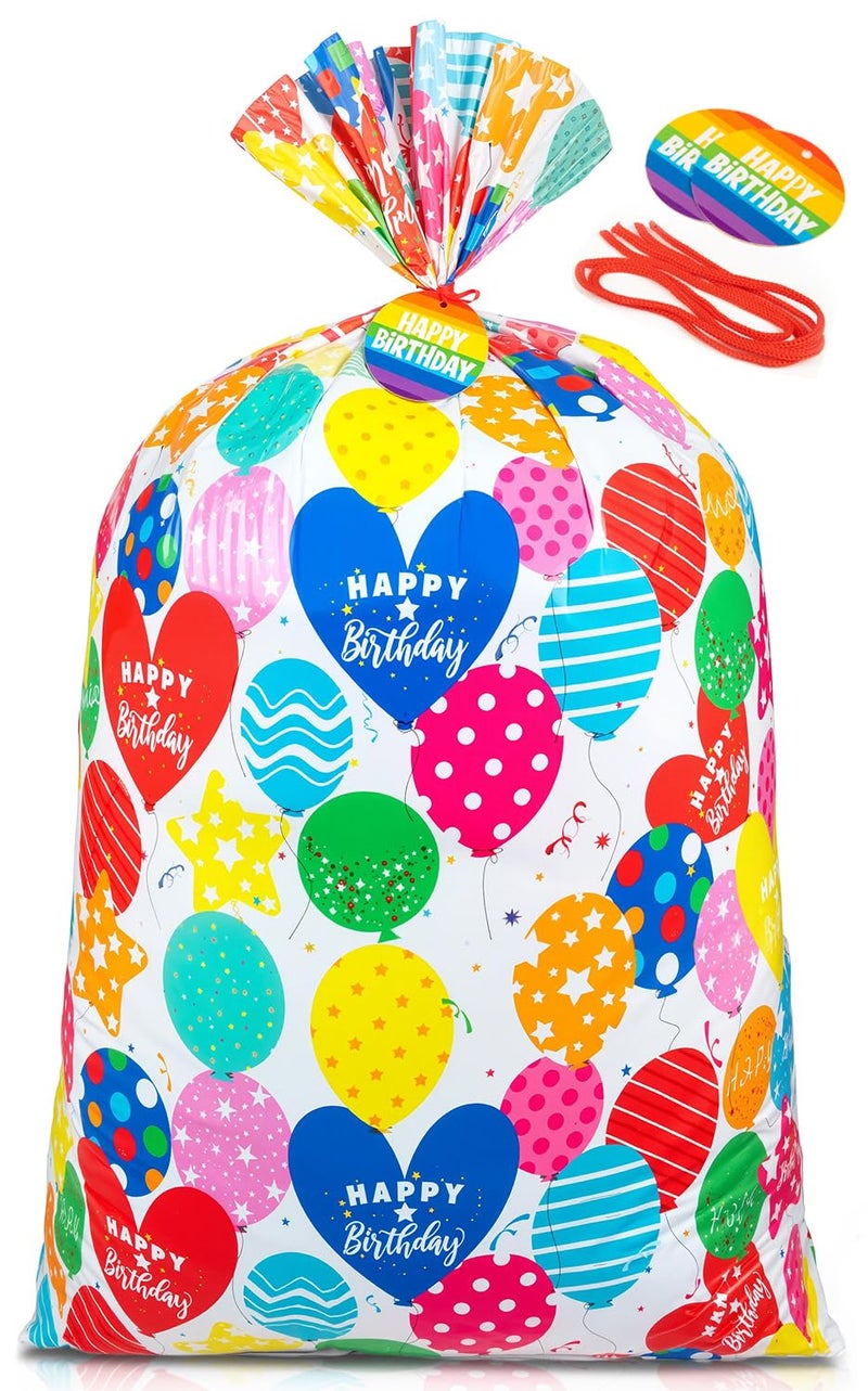 Sofier Large Birthday Gift Bags 36''x56'' Jumbo Happy Birthday Gift Wrap Extra Large Plastic Gift Bags for Big Giant Presents Kids Party - Image 1