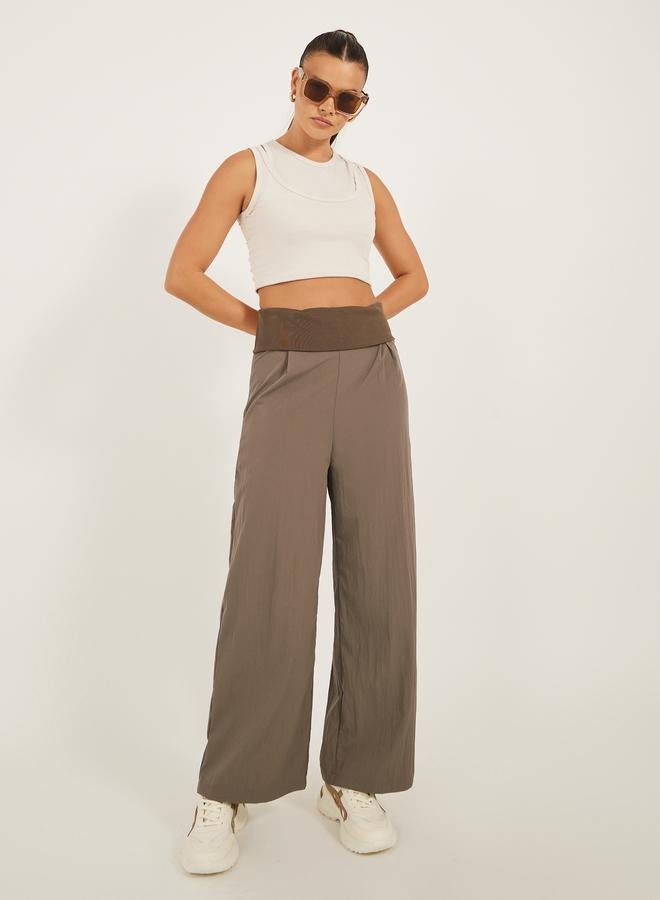 ستايلي بنطلون واسع بخصر متوسط وخصر عريض - Image 1