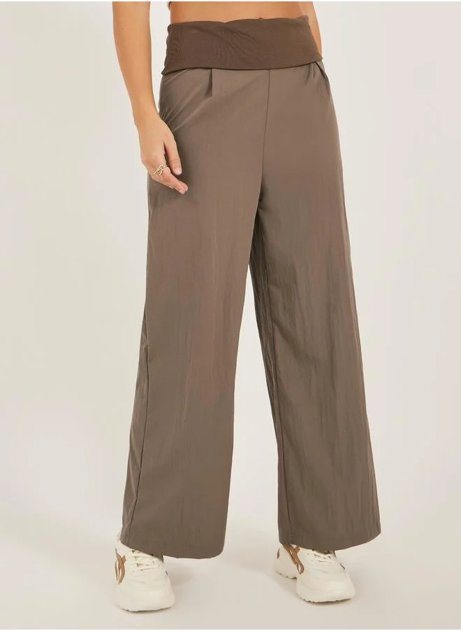 ستايلي Styli Mid Rise Wide Leg Broad Waistband Pants