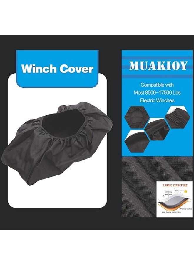 Winch Cover, Heavy Duty Waterproof Dust-Proof Winch Protection Cover, Ideal for Electric Winches 8500-17500 lbs, Indoor/Outdoor (21.5” x 9.5” x 7.5”) - Black - Image 3