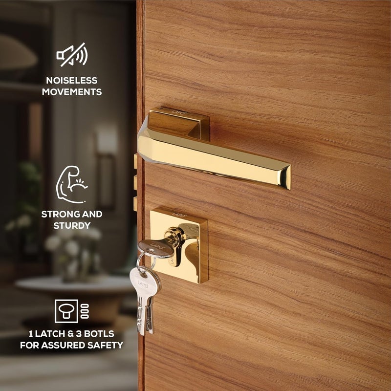 LAPO LAPO zinc Premium Door Lock for Main DoorMortise Door Lock for BedroomDoor Lock Handlesets with Keys for HomeOfficeHotelPVD Gold Finish3 Years Warranty Ro125  - Image 3