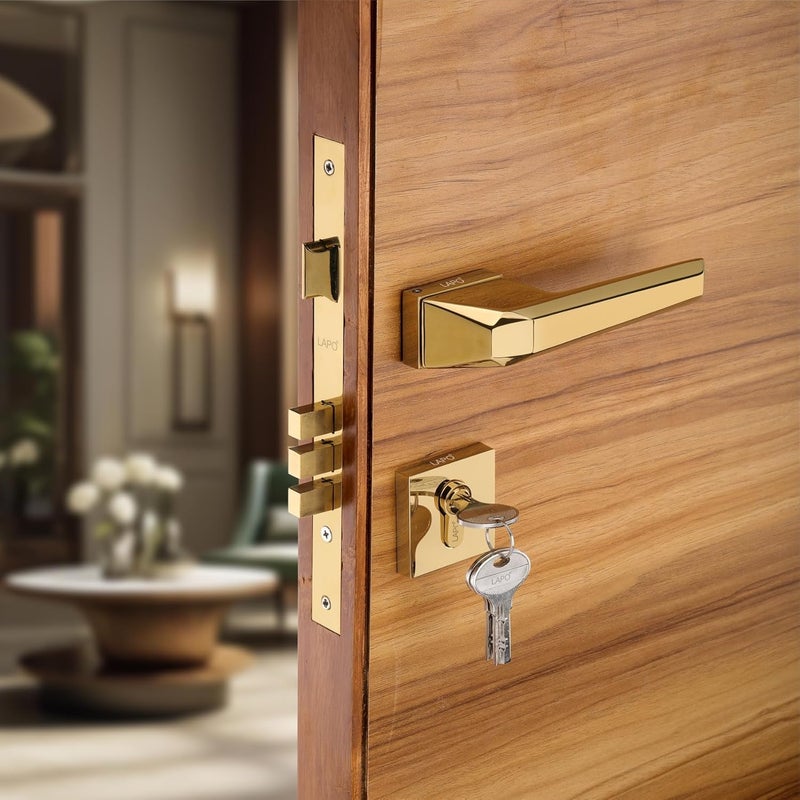 LAPO LAPO zinc Premium Door Lock for Main DoorMortise Door Lock for BedroomDoor Lock Handlesets with Keys for HomeOfficeHotelPVD Gold Finish3 Years Warranty Ro125  - Image 1