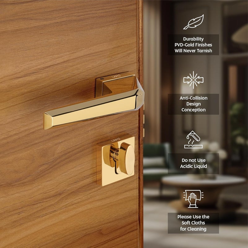 LAPO LAPO zinc Premium Door Lock for Main DoorMortise Door Lock for BedroomDoor Lock Handlesets with Keys for HomeOfficeHotelPVD Gold Finish3 Years Warranty Ro125  - Image 5