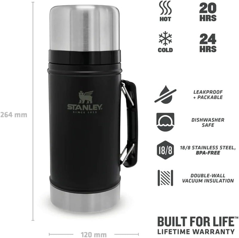 Stanley Classic Legendary Food Jar 0.94L / 1QT Matte Black - BPA Free Stainless Steel Thermos - Image 2