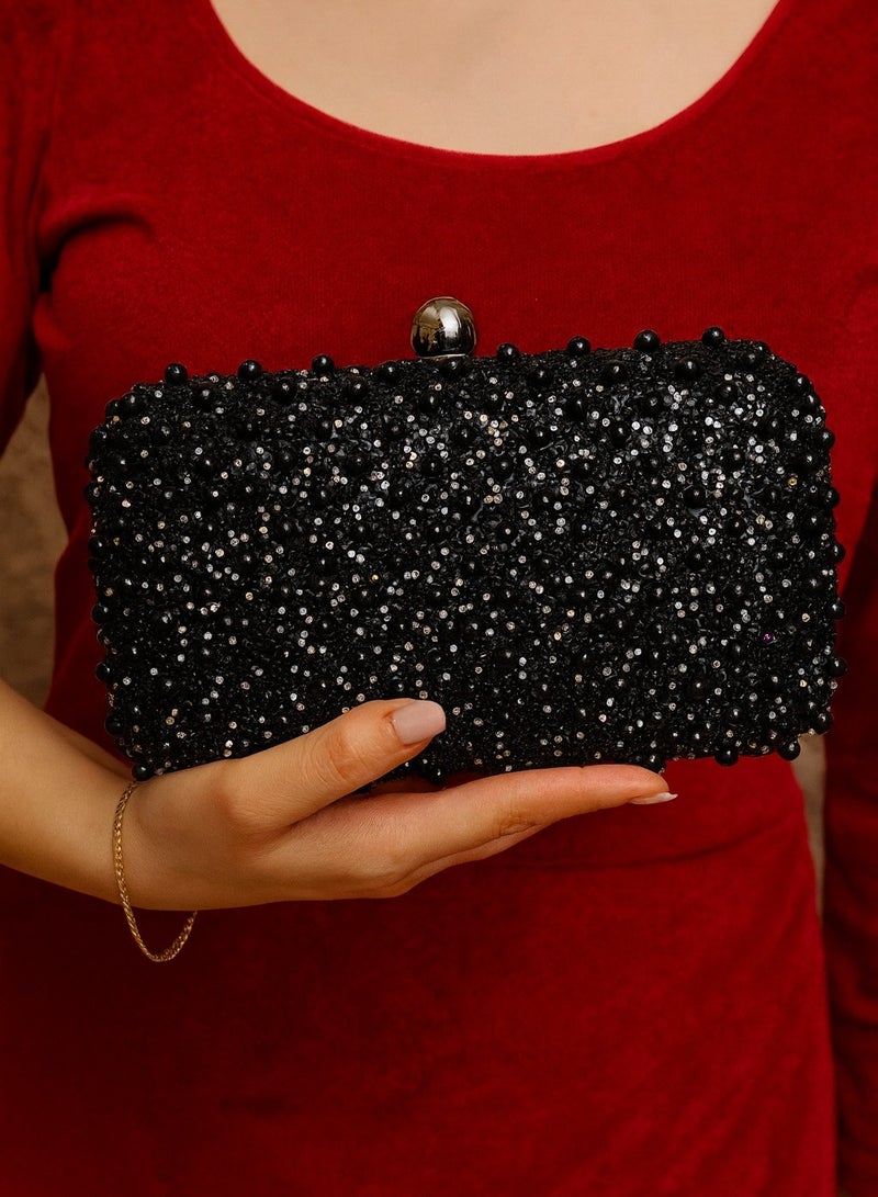 Elegant   Women's Evening Clutch - Medium Size, Luxurious Design for Special Occasions, Wear in Two Ways with Gold Chain & Handle, Perfect for Parties & Events - Image 4
