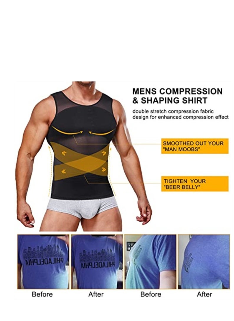 VIUAUAX Compression Shirt for Men Slimming Undershirt Body Shaper Tank top for gynomastica Sleeveless Shapewear Vest Men XL  - Image 3