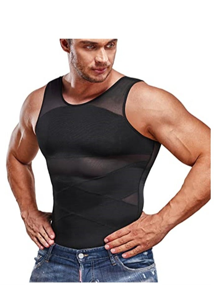 VIUAUAX Compression Shirt for Men Slimming Undershirt Body Shaper Tank top for gynomastica Sleeveless Shapewear Vest Men XL  - Image 1
