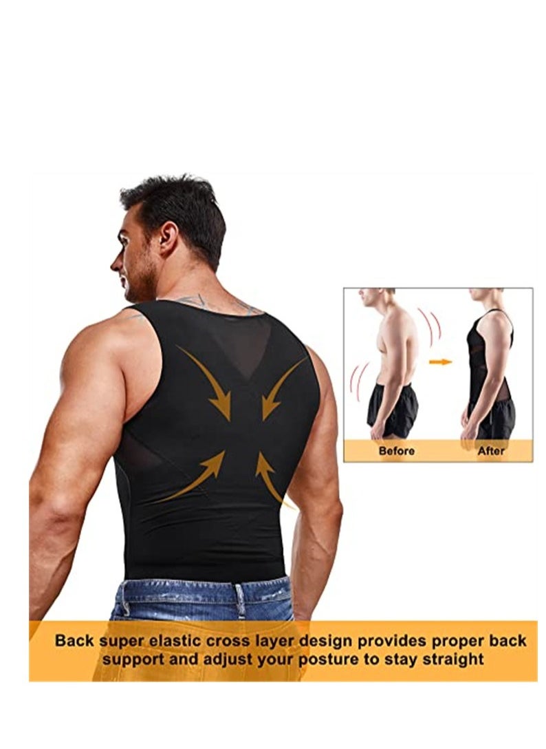 VIUAUAX Compression Shirt for Men Slimming Undershirt Body Shaper Tank top for gynomastica Sleeveless Shapewear Vest Men XL  - Image 4