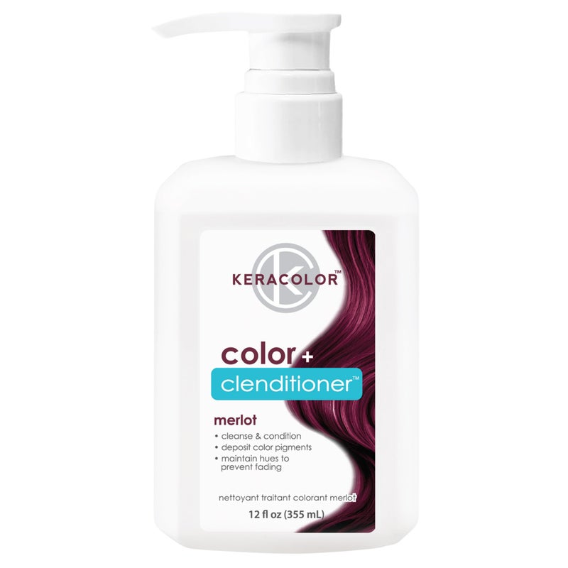 Keracolor Color Clenditioner 3in1 ColorDepositing Conditioner Gently Cleanses Conditions SemiPermanent Merlot Hair Color 12 Fl Oz