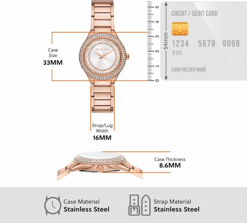 مايكل كورس Women Michael Kors Women's Sylvia Three-Hand Rose Gold-Tone Stainless Steel Bracelet Watch (Model: MK4942) - Image 5