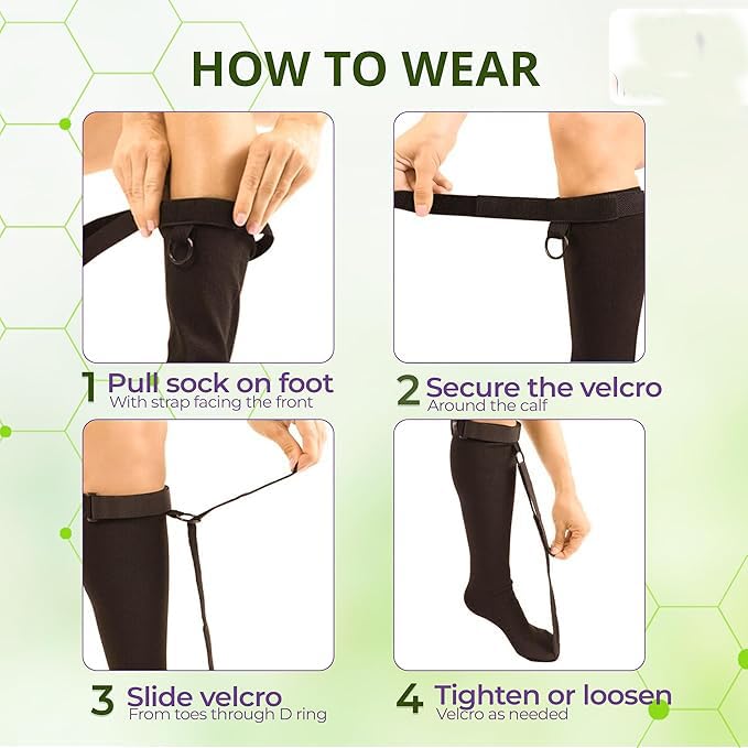 Clobeau Plantar Fasciitis Stretch Sock Non Slip Calf Night Relief for Heel High Arch Pain Achilles Tendonitis Therapy Foot Support Sleeve Stretcher Compression Sleeve Men Women Ultrastretch Night Sock - Image 3