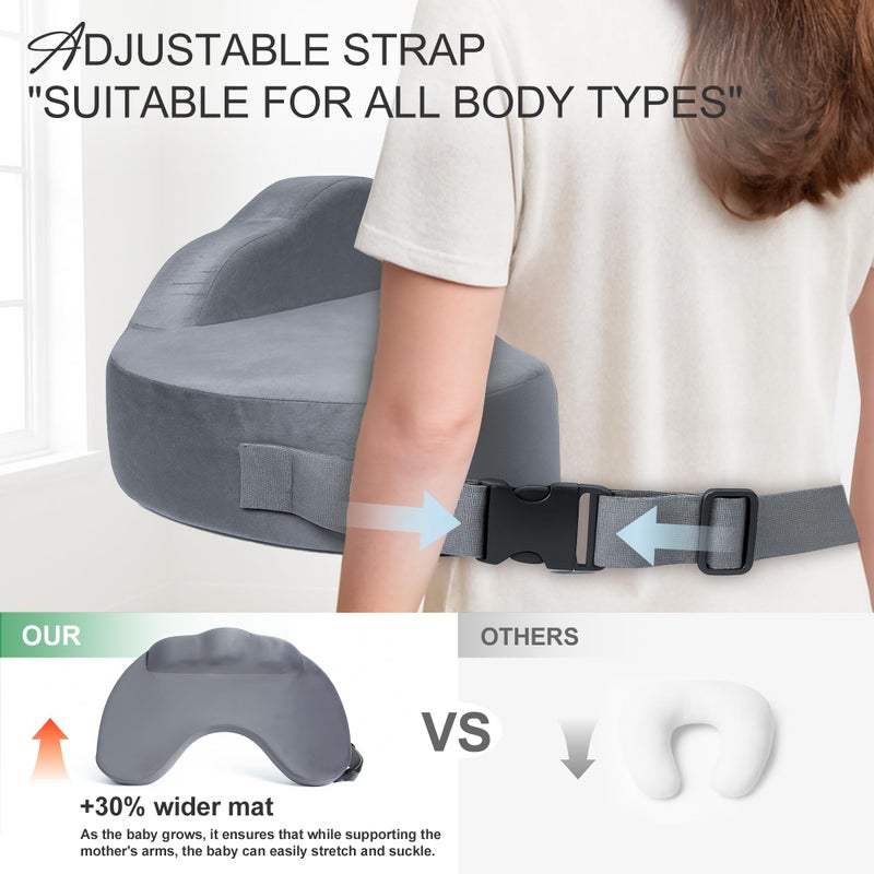 Jaxmoon Nursing Pillows for Breastfeeding, Soft Memory Foam Breastfeeding Pillow, Baby Feeding Pillow for New Mom, Lactation Pillow with Adjustable Waist Strap, Storage Pocket, Removable Cover, Grey - Image 4