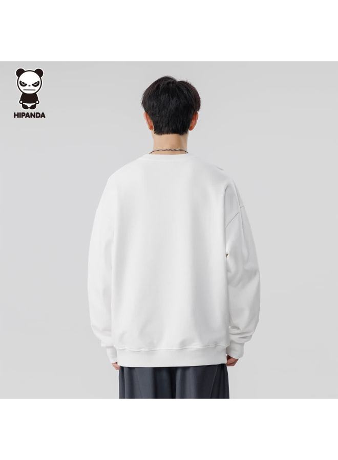 Hipanda Men's Sweatshirt, Autumn Fashion, Colorful Temperature-adjustable Style, American Retro Couple Round Neck Loose Top, White, Size L - Image 4