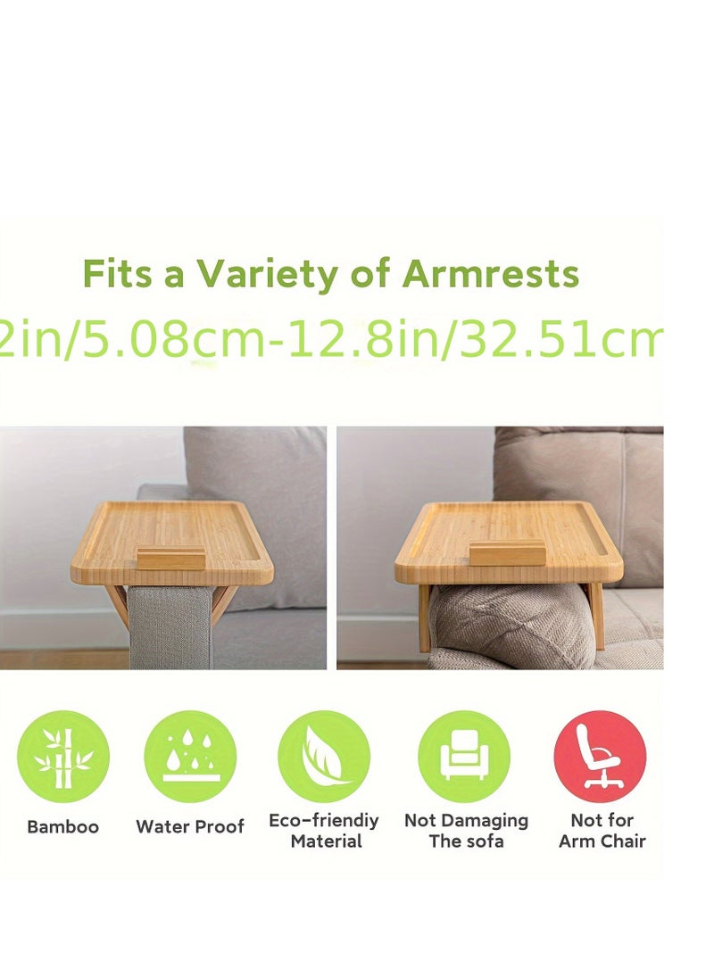 Generic Foldable Sofa Armrest Tray with 360° Phone Holder, Ideal for Eating, Drinking, and Snacks  - Image 4