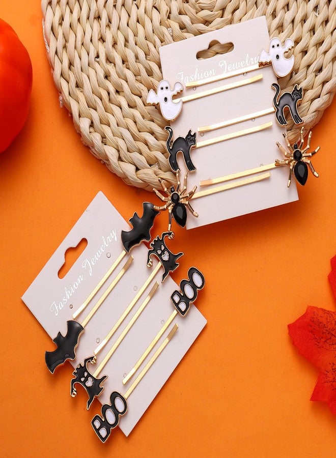 HZEYN 12 Pack Hallowen Hair Clips Spooky Ghost Spider Bat Devil Tree Bobby Pins Hair Accessories Costume Jewelry for Women Halloween Party Supplies (BOO Devil Tree) - Image 2
