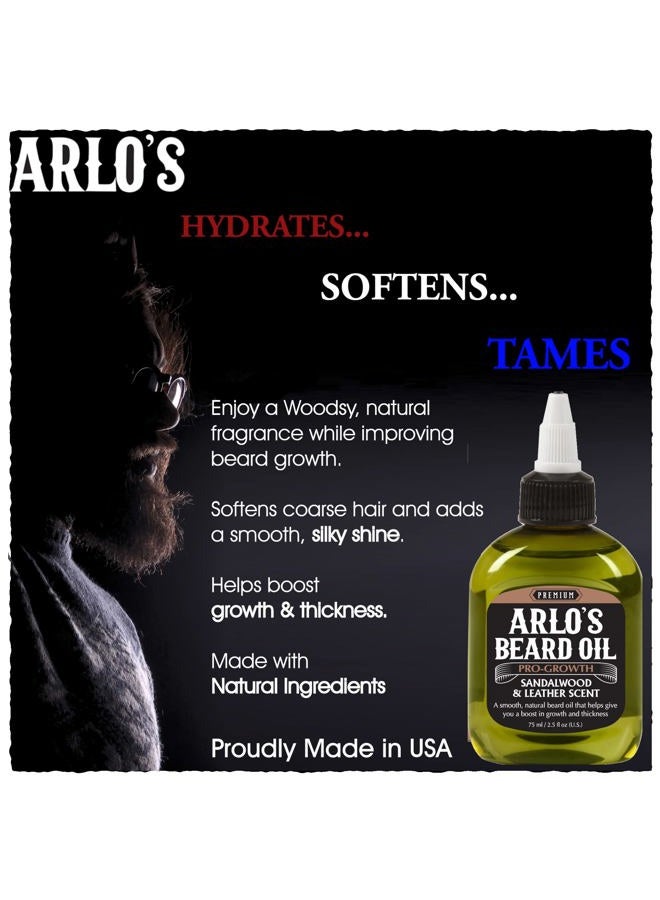 Arlo's Pro Growth Beard Oil - Sandalwood Leather Scent 2.5 oz. - Promotes Beard Hair Growth - Image 4
