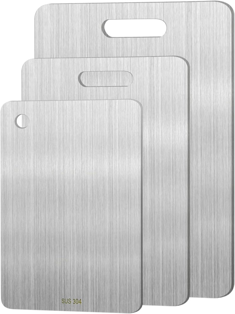 3pcs Stainless Steel Cutting Board Cutting Boards for Kitchen Upgrade Double Sided Board Thick Cutting Board for Home Kitchen Cooking