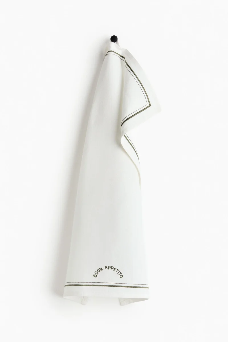 اتش اند ام منشفة مطبخ بتطريزات