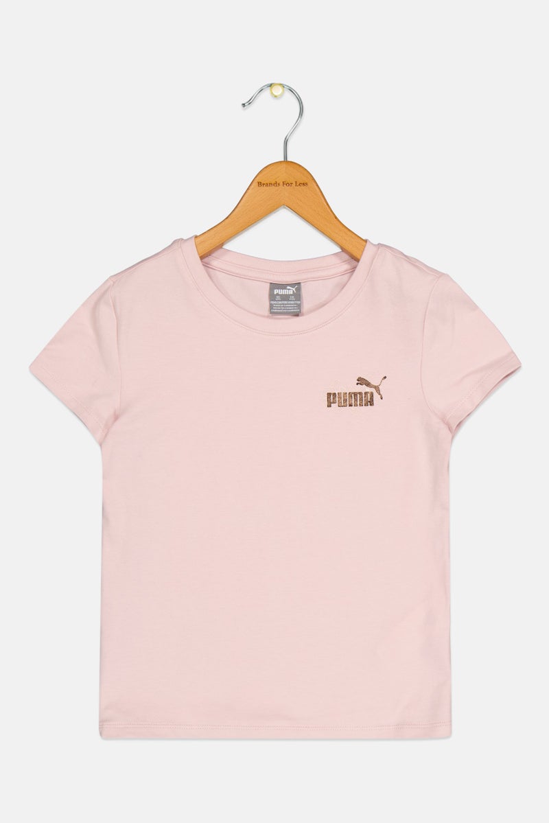 PUMA تي شيرت قصير الأكمام للبنات بشعار العلامة التجارية، ضباب موف - Image 2