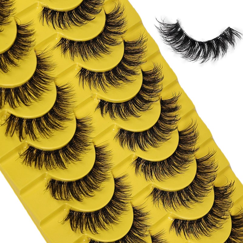 2 Pack 20 Pair Natural Fluffy D Curl Wispy 3D Volume Strip Lashes Clear Band - Image 3