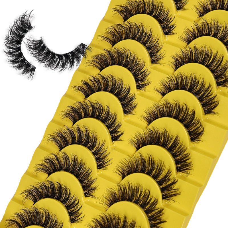 2 Pack 20 Pair Natural Fluffy D Curl Wispy 3D Volume Strip Lashes Clear Band - Image 2