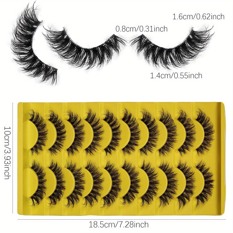 2 Pack 20 Pair Natural Fluffy D Curl Wispy 3D Volume Strip Lashes Clear Band - Image 4