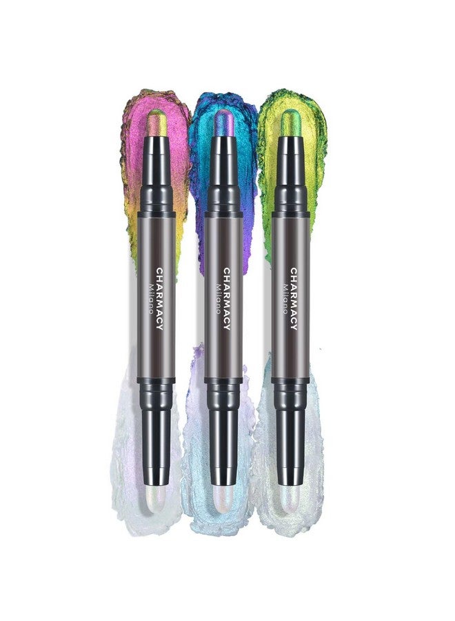 CHARMACY Multichrome 2 In 1 Cream Eyeshadow Stick, Waterproof Eye Brightener Highlighter Stick Makeup, High Pigmented, Smudge-Proof, Vegan & Cruelty-Free (Set2-902/904/906) - Image 1