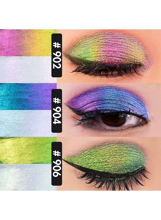 CHARMACY Multichrome 2 In 1 Cream Eyeshadow Stick, Waterproof Eye Brightener Highlighter Stick Makeup, High Pigmented, Smudge-Proof, Vegan & Cruelty-Free (Set2-902/904/906) - Image 2