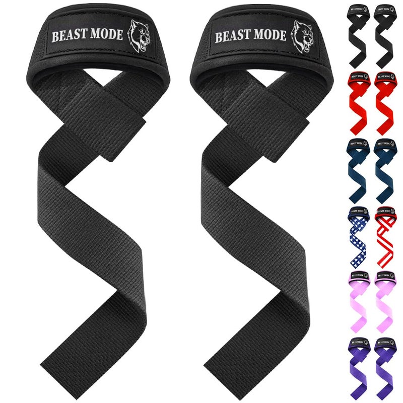 TECEUM Fit Lifting Wrist Straps with Neoprene Padding Support â€“ Black â€“ Beast Mode â€“ Heavy Duty Wrist Workout Straps For Men and Women â€“ Ideal for Powerlifting, Strength Training, Bodybuilding - Image 1