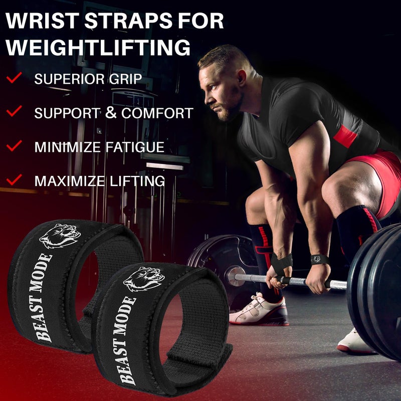 TECEUM Fit Lifting Wrist Straps with Neoprene Padding Support â€“ Black â€“ Beast Mode â€“ Heavy Duty Wrist Workout Straps For Men and Women â€“ Ideal for Powerlifting, Strength Training, Bodybuilding - Image 2