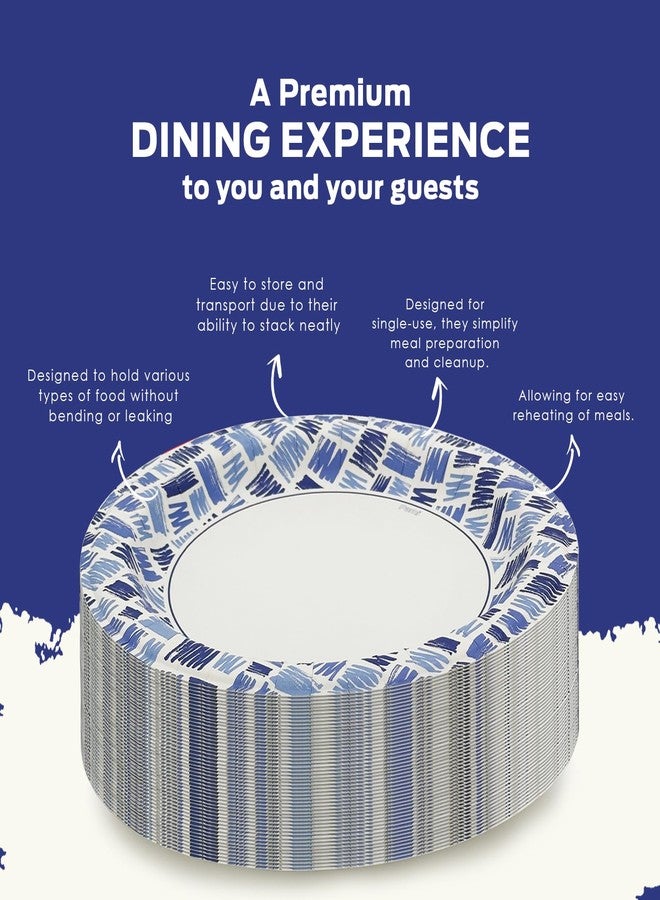 PAMI Heavy Duty Microwave Safe Disposable Paper Plates Large and Medium Sizes Oil Water & Cut Resistant Dinnerware for Hot Cold Food (10 Inch Plate 50 Blue) - Image 4