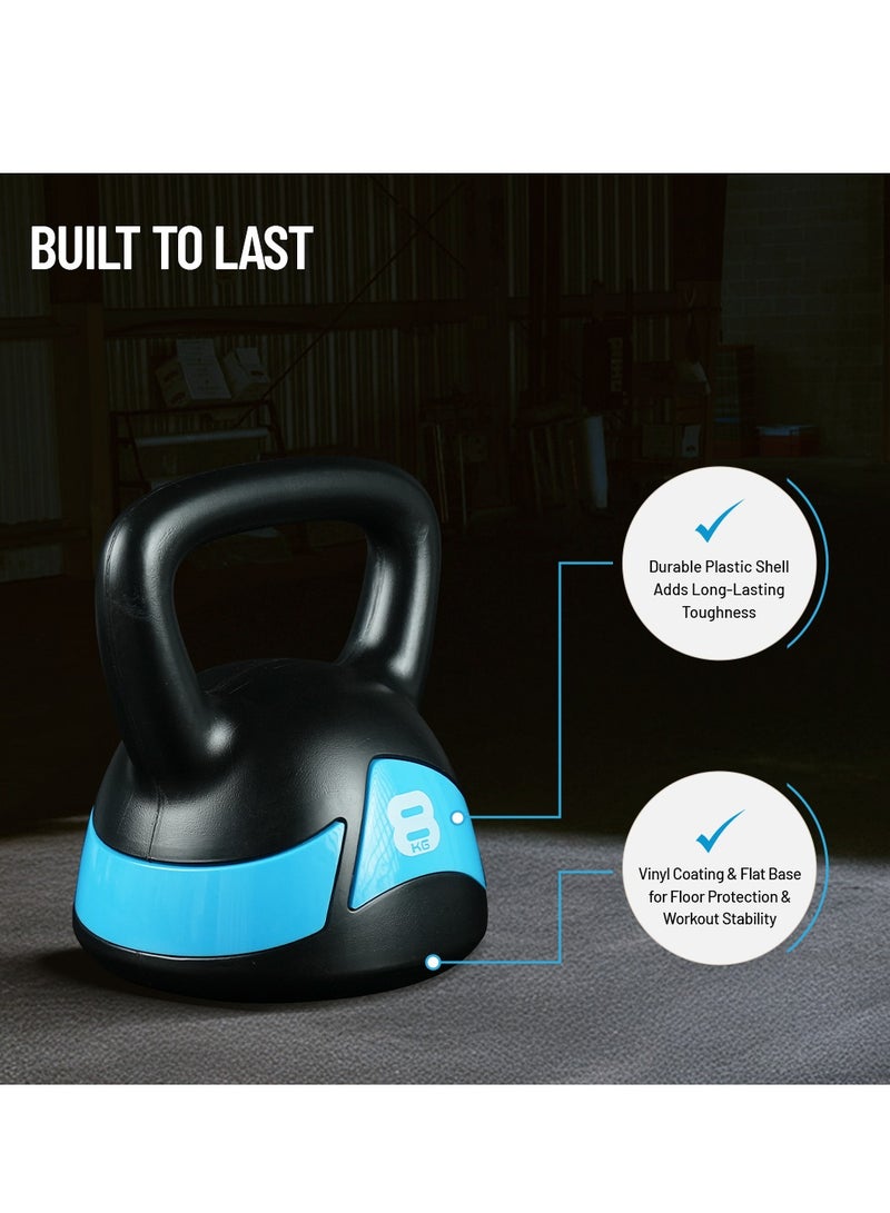Axox Fitness Kettlebell 8kg-Vinyl Coated, Durable, Flat Base, Wide Grip for Strength, Cardio & Home Workouts - Image 4