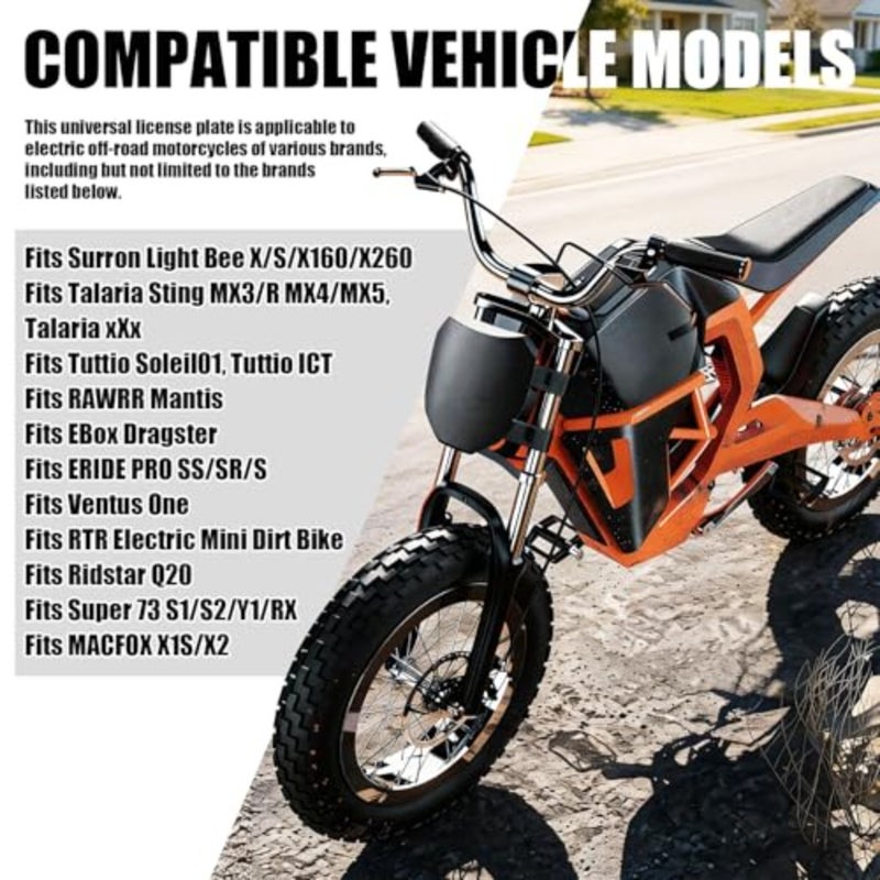Electric Dirt Bike Front Number Plate, Fits Surron X/S/X160/X260, Talaria Sting MX3/R MX4/MX5/xXx, Tuttio Soleil01/ ICT, Ridstar Q20, MACFOX X1S/X2, EBox Dragster, ebike Accessories - Image 4