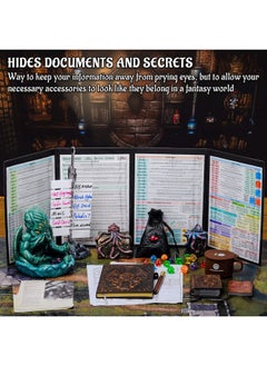 CZYY CZYY DND Dungeon Master Screen Four-Panel with Pockets, Faux Leather 3D Embossed with Cthulhu - Included DM Screen Inserts and Storage Case  - Image 2