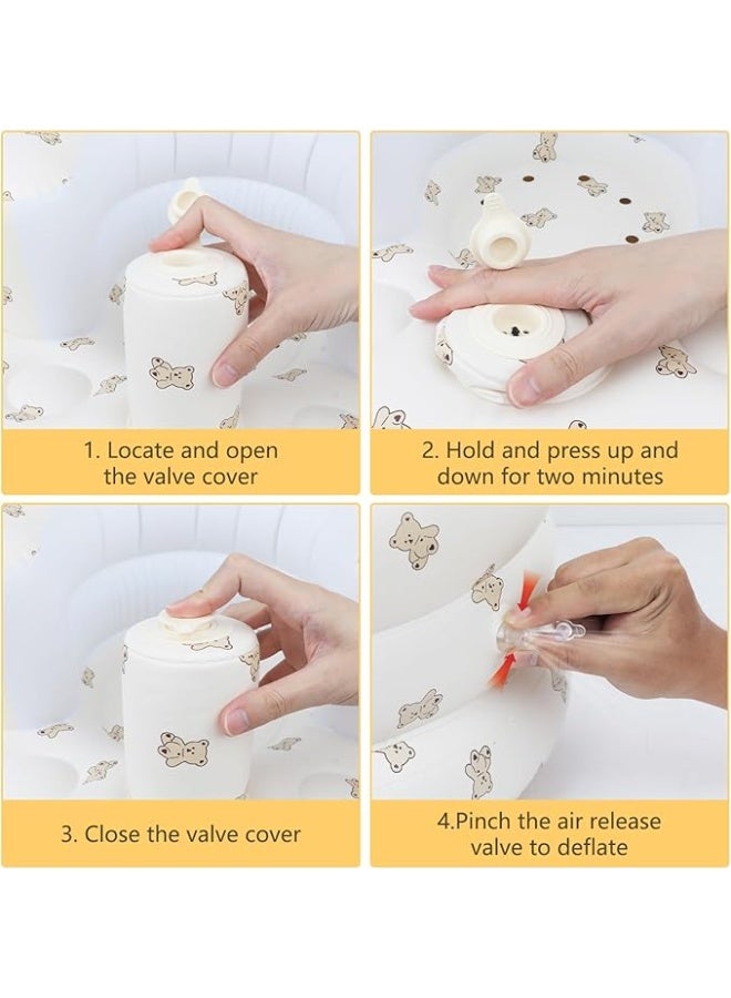 كرسي أطفال أرضي قابل للنفخ بمضخة داخلية - مساعد طفلك على الجلاس بطريقة صحيحة من عمر 3 أشهر - تصميم دب - Image 2