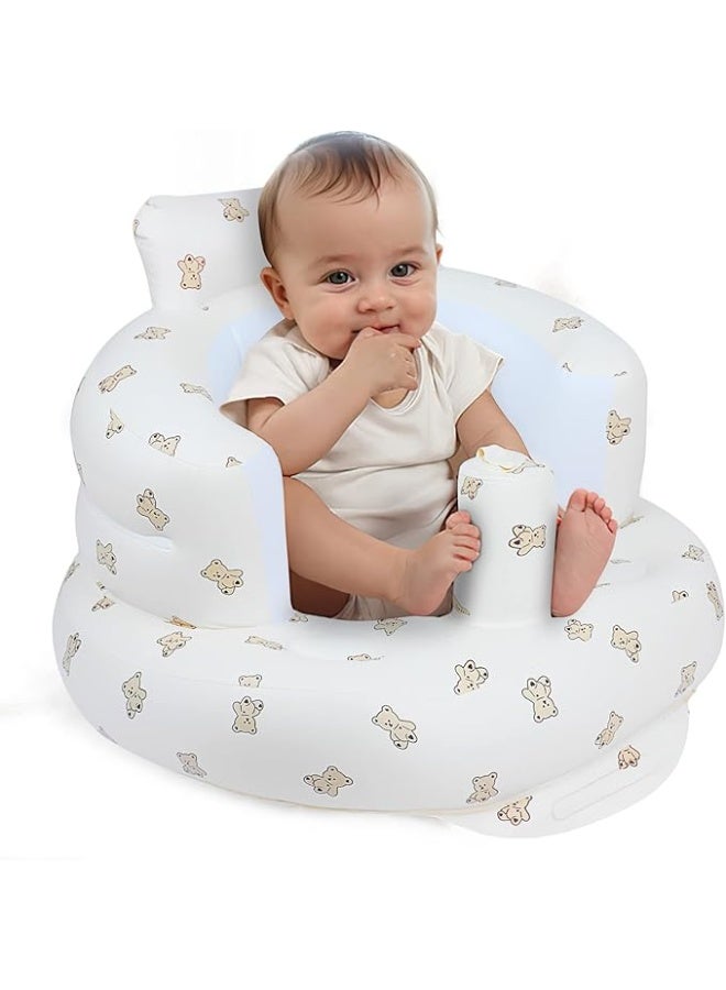 كرسي أطفال أرضي قابل للنفخ بمضخة داخلية - مساعد طفلك على الجلاس بطريقة صحيحة من عمر 3 أشهر - تصميم دب - Image 1