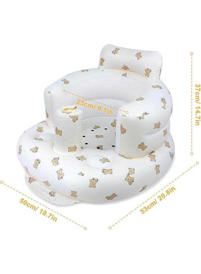 كرسي أطفال أرضي قابل للنفخ بمضخة داخلية - مساعد طفلك على الجلاس بطريقة صحيحة من عمر 3 أشهر - تصميم دب - Image 3