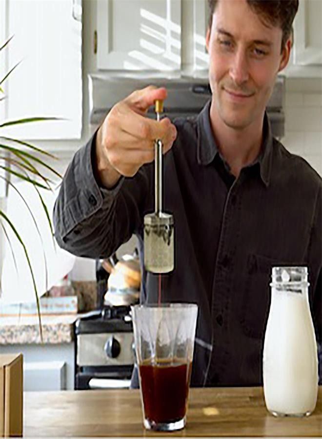 Coffee Tea Stirring Releaser Stainless Steel Press-on Coffee Filter Easy To Clean Filter  - Image 2