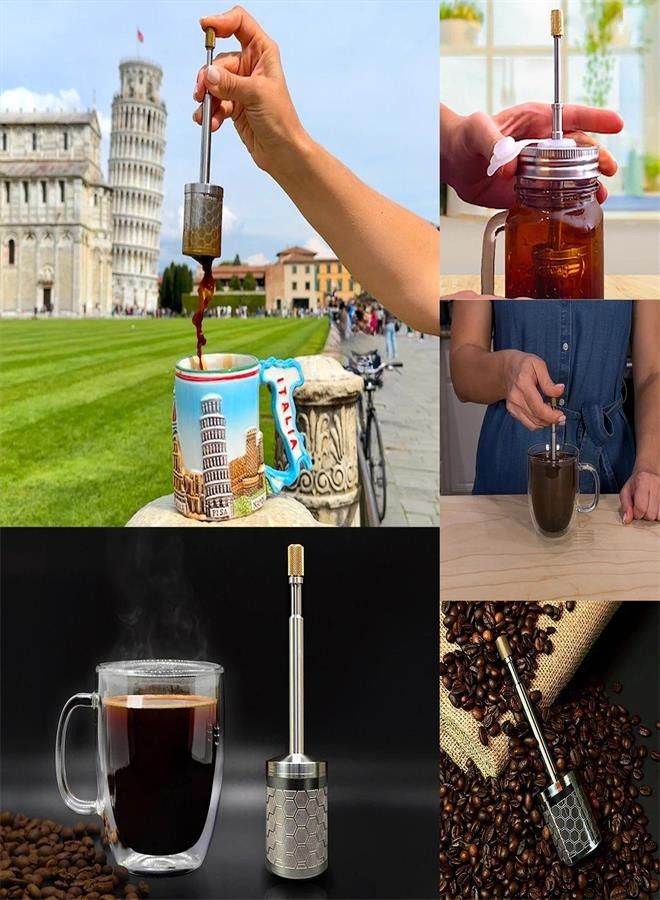 Coffee Tea Stirring Releaser Stainless Steel Press-on Coffee Filter Easy To Clean Filter  - Image 3