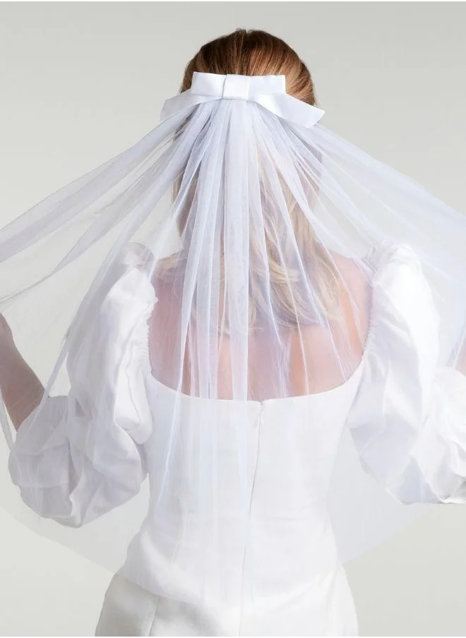 DAZED&ENGAGED Bridal Veil with Satin Bow Detail
