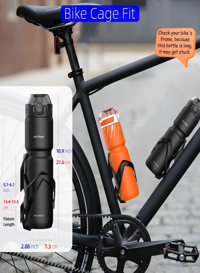 MYFOREST 0.7 Litre Insulated Bicycle Water Bottle, Surgical Steel: No Plastic Flavour, Deep Dent/Stronger Grip for MTB, Big/Small Sip 2-in-1, Dirt Cap/Scratch Resistant (Matte Black) - Image 4