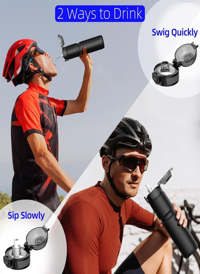 MYFOREST 0.7 Litre Insulated Bicycle Water Bottle, Surgical Steel: No Plastic Flavour, Deep Dent/Stronger Grip for MTB, Big/Small Sip 2-in-1, Dirt Cap/Scratch Resistant (Matte Black) - Image 5