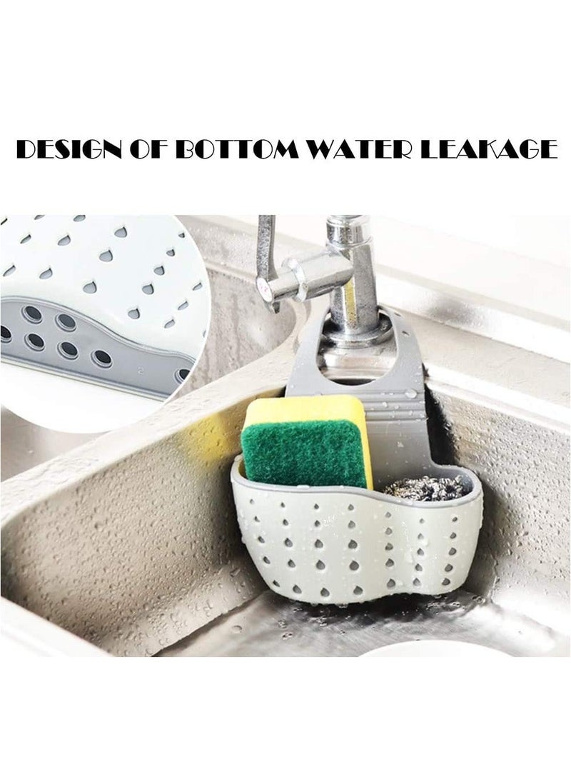 SKY-TOUCH Sink Caddy Sponge Holder Kitchen Sink Storage Basket Hanging Bag Basket Organizer for Sponges Soaps and Cleaning Brushes Sink Accessories  - Image 2