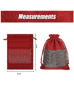 Y&D 50-Pieces 10x14 Cm Linen Burlap Sheer Bag Organza Bag Burlap Bags With Drawstring For Wedding Party Favors Cosmetic Samples Goodies Mesh Pouch (Wine Red)  - Image 2