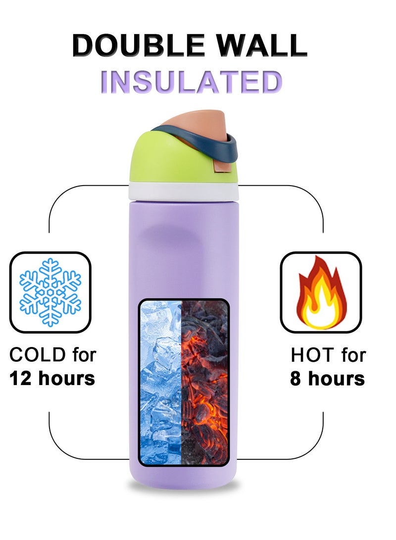 GIFUBOWA 24 oz Insulated Water Bottle with Handle 304 Stainless Steel Flask Wide Mouth Double Wall Vacuum Sports Water Bottle Keep Cold and Hot - Image 3