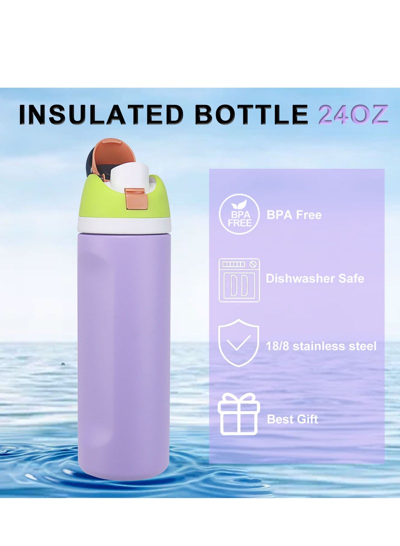GIFUBOWA 24 oz Insulated Water Bottle with Handle 304 Stainless Steel Flask Wide Mouth Double Wall Vacuum Sports Water Bottle Keep Cold and Hot - Image 5
