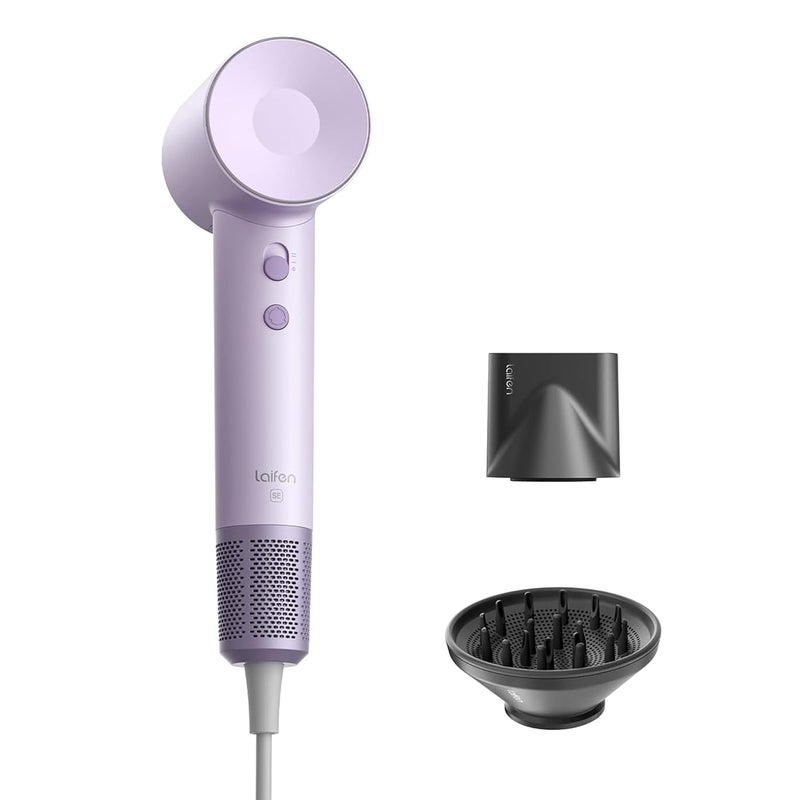 Laifen Hair Dryer SE Purple, 200M Negative Ionic Blow Dryer with 105,000 RPM Brushless Motor 1500W, Powerful Fast Drying, High-Speed, Low Noise Hairdryer with Magnetic Smooth Nozzle & Diffuser Nozzle - Image 1