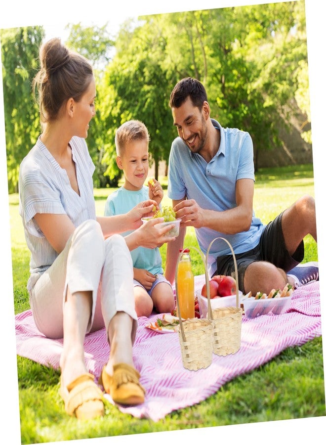 IMIKEYA مجموعة من 8 قطع من مفارش النزهة الصغيرة المنسوجة من إيميكيا مع مقابض - مصنوعة يدويًا لتزيين حفلات الزفاف - هدايا للحفلات أو مشاريع حرفية للاحتفالات الريفية ذات الطابع العتيق - Image 5