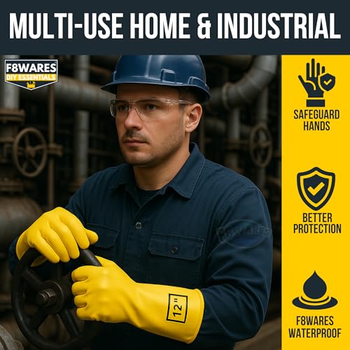 F8WARES 10 Pairs All Purpose Heavy duty Rubber Hand Gloves for Cleaning, Kitchen, Washing Utensils, Gardening, Industrial, Safety, Construction & More - Waterproof Bathroom & Toilet Gloves - Image 4