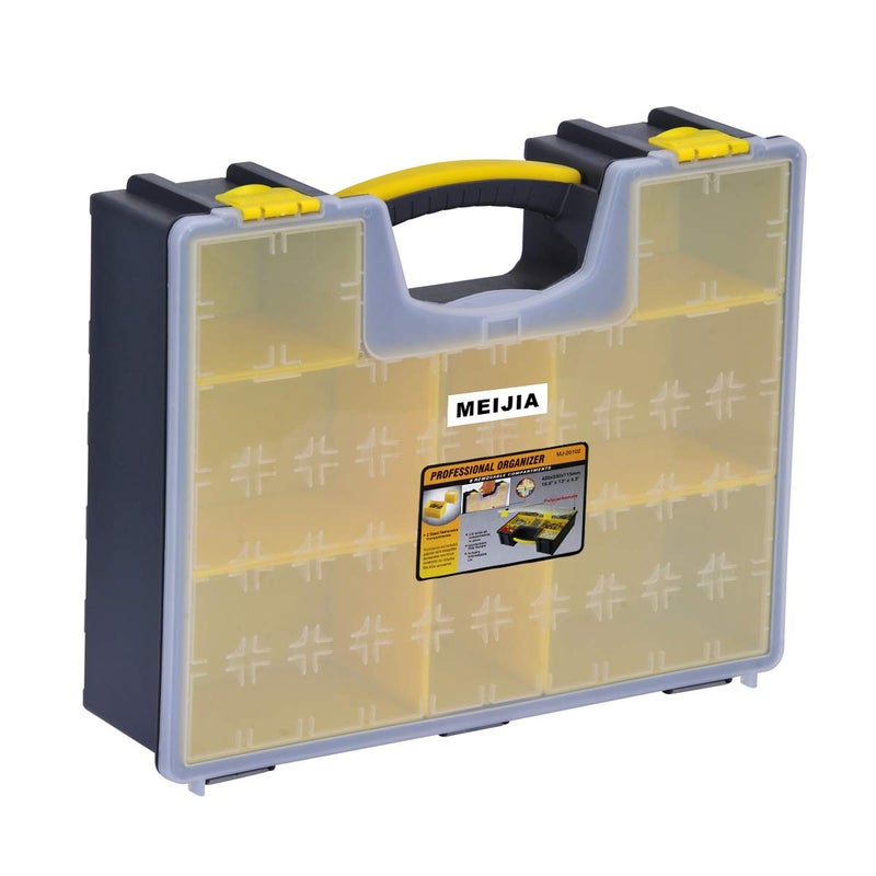 MEIJIA Plastic Tool Organizers with Removable DividersPlastic Storage Organizer Box Yellow Large165x132x452